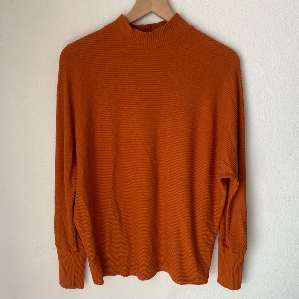 Nordstrom BP. Orange Ribbed Knit Oversized Orange Mock Neck Sweater Size L